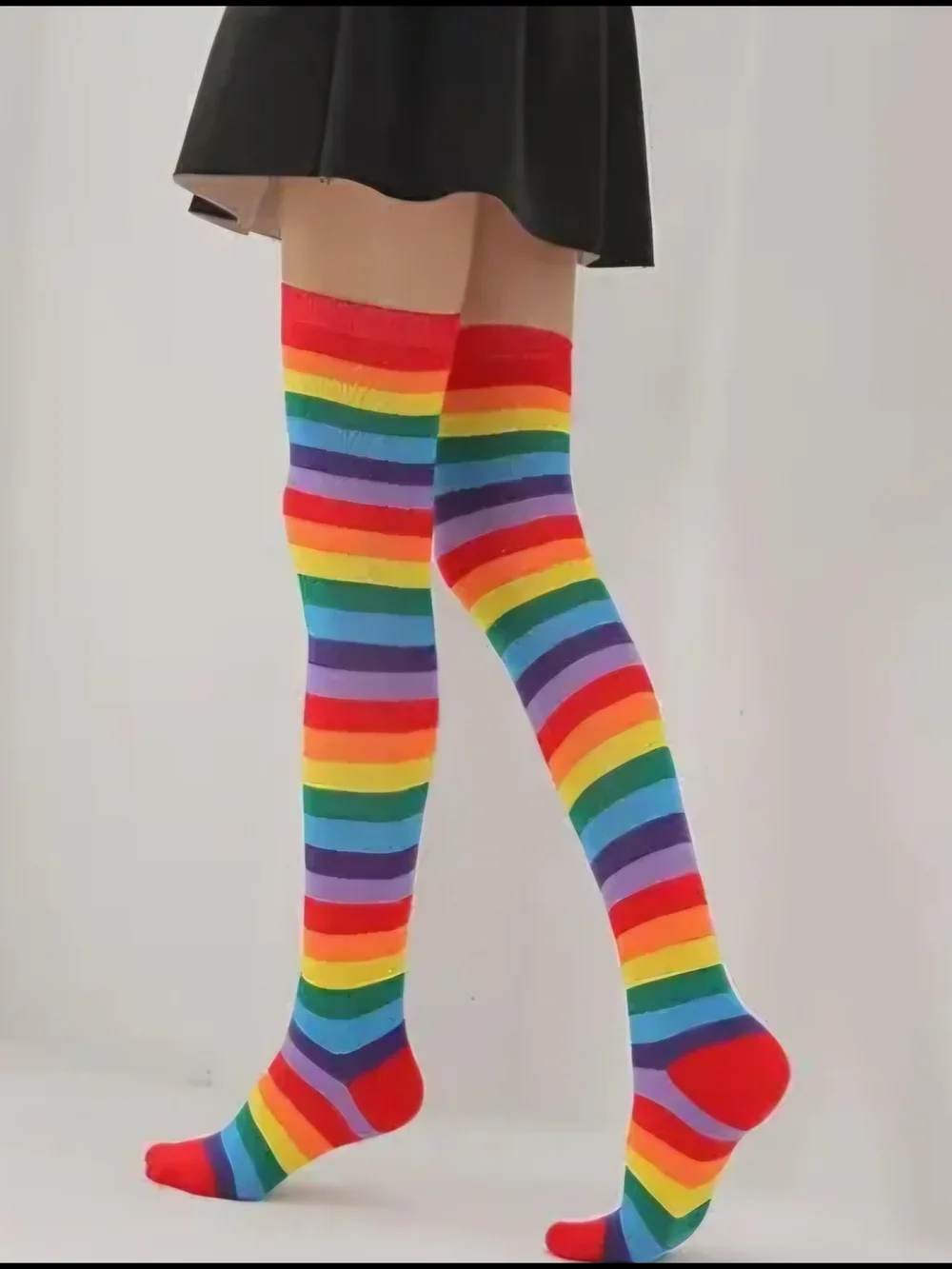 NEW! 🌈 🧦 PRIDE & SOLIDARITY Rainbow Striped HIGH SOCKS CUTE RETRO FUN ONE SIZE
